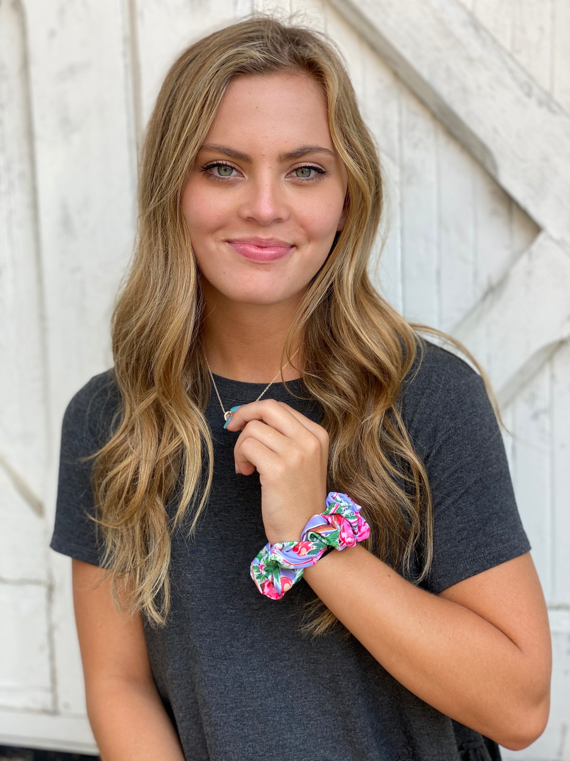 Salt & Palms Jumbo Hair Scrunchie - Flamingos