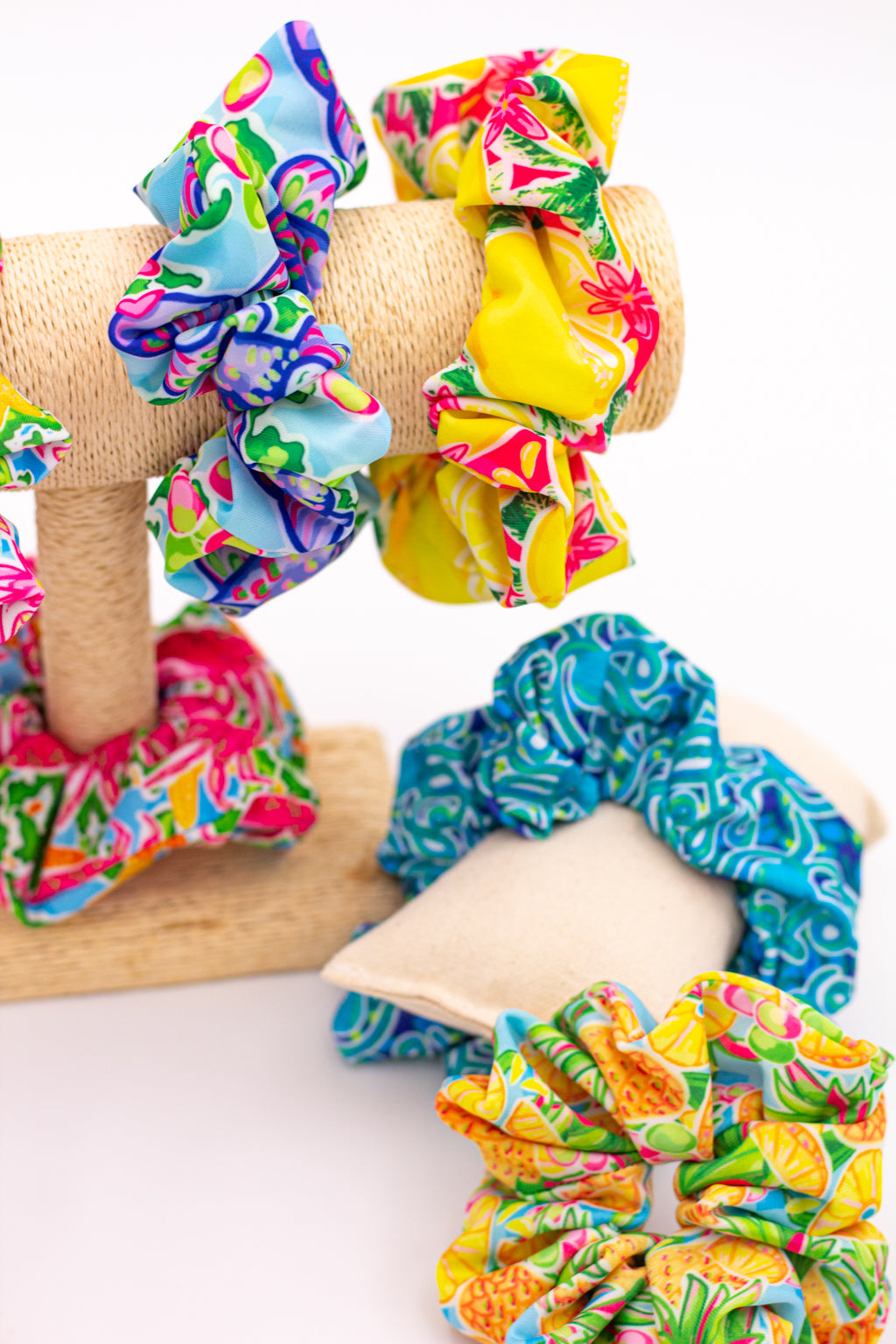 Salt & Palm Jumbo Hair Scrunchie - 4 Pack #2 (Octopus, Crab, Sea Turtle, Sunset)